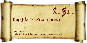 Kopják Zsuzsanna névjegykártya